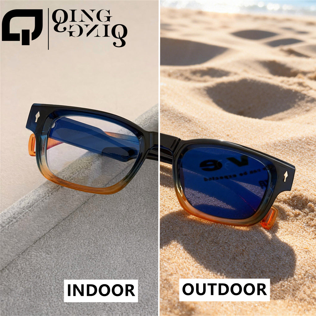 Men's Classic Small Rectangle Photochromic & Anti-Blue Light Glasses