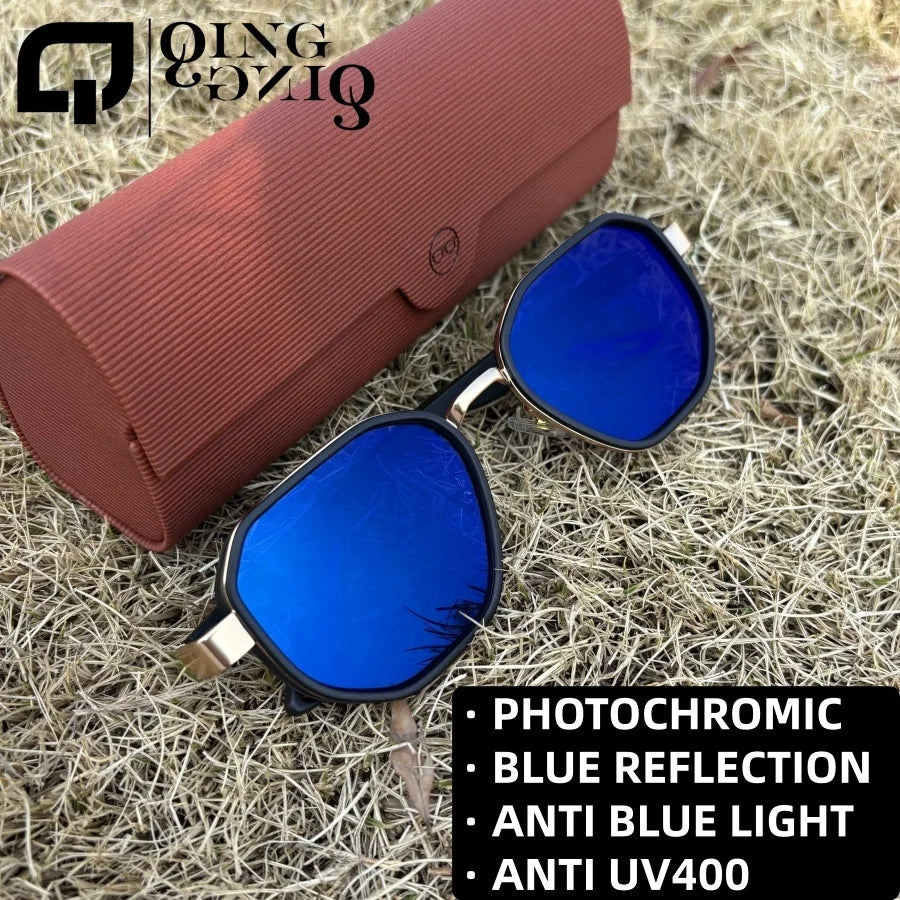 Men's Classic Photochromic & Anti-Blue Light Sunglasses - 2-in-1 Eye Protection