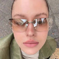 Y2K Rimless Rhinestone Futuristic Sunglasses
