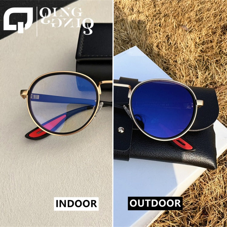 Men's Vintage Round Photochromic & Anti-Blue Light Glasses - Retro Style